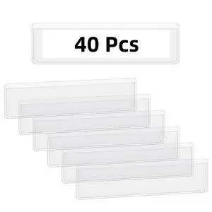 40 Pack Self-Adhesive Clear Plastic Index Card Pockets, Label Holder for Mailbox Bookshelf Supermarket Storage Box, Shelf Tag Pouch 40 Pack Self-Adhesive Clear Plastic Index Card Pockets, Label Holder for Mailbox Bookshelf Supermarket Storage Box, Shelf Tag Pouch