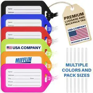 Mifflin-USA Luggage Tags, Assorted, 6 Pack Mifflin-USA Luggage Tags, Assorted, 6 Pack