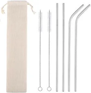 Set of 4 Reusable Stainless Steel Straws, 10.5" Long, with Cleaning Brushes and Case, for 30 oz and 20 oz Tumblers Set of 4 Reusable Stainless Steel Straws, 10.5" Long, with Cleaning Brushes and Case, for 30 oz and 20 oz Tumblers