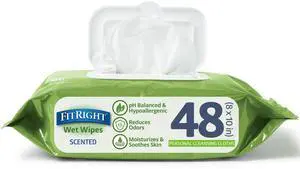 Medline FitRight Aloe Personal Cleansing Cloth Wipes, Scented, 8 x 10 Inch, Pack of 48, Adult Large Incontinence Wipes Medline FitRight Aloe Personal Cleansing Cloth Wipes, Scented, 8 x 10 Inch, Pack of 48, Adult Large Incontinence Wipes