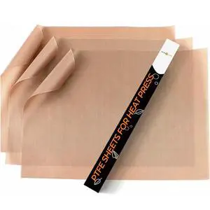 HTVRONT PTFE Sheets 3 Pack for Heat Press - Non Stick Reusable 12 x 16" Heat Resistant PTFE Mat Brown HTVRONT PTFE Sheets 3 Pack for Heat Press - Non Stick Reusable 12 x 16" Heat Resistant PTFE Mat Brown