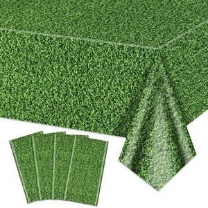 4Pcs 86.6"x51.2" Green Grass Rectangular Tablecloths for Jungle Woodland Golf Soccer Football Events 4Pcs 86.6"x51.2" Green Grass Rectangular Tablecloths for Jungle Woodland Golf Soccer Football Events