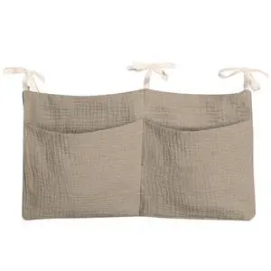 Baby Bedside Hanging Organizer Bag for Crib Bunk Bed, Nappy Diaper Milk Bottle Bib Storage, Cotton, Khaki Baby Bedside Hanging Organizer Bag for Crib Bunk Bed, Nappy Diaper Milk Bottle Bib Storage, Cotton, Khaki
