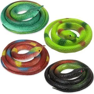 Realistic Fake Rubber Snakes 4-Pack for Garden - Scare Birds, Squirrels, Mice Realistic Fake Rubber Snakes 4-Pack for Garden - Scare Birds, Squirrels, Mice