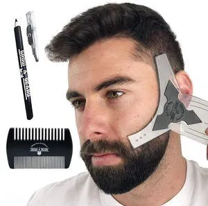 Beard Shaper Barber Pencil, Beard Lineup Guide Template with Beard Comb, Perfect for Styling and Edging Beard Shaper Barber Pencil, Beard Lineup Guide Template with Beard Comb, Perfect for Styling and Edging