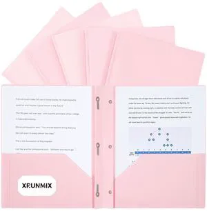 Two-Pocket Plastic Folders with 3 Prongs, Letter Size, 6-Pack Pastel Colors (Pink) Two-Pocket Plastic Folders with 3 Prongs, Letter Size, 6-Pack Pastel Colors (Pink)