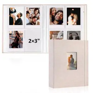 Vivinin 2PCS Polaroid Photo Album, 2x3-Inch Pockets, 104 Pockets Hold 208 Pictures, Linen Hardcover, Off-white Vivinin 2PCS Polaroid Photo Album, 2x3-Inch Pockets, 104 Pockets Hold 208 Pictures, Linen Hardcover, Off-white