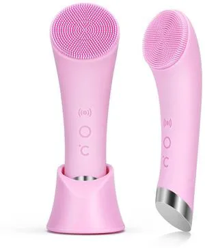 PRITECH Rechargeable Silicone Facial Cleansing Brush with Heat Massage, Vibrating Exfoliator, Waterproof, for Women and Men (Pink) PRITECH Rechargeable Silicone Facial Cleansing Brush with Heat Massage, Vibrating Exfoliator, Waterproof, for Women and Men (Pink)
