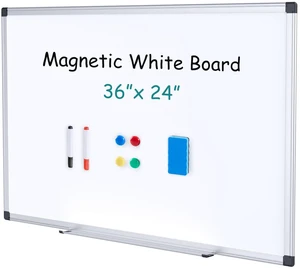 OLIXIS 36" x 24" Magnetic Whiteboard, Dry Erase Board with Aluminium Frame, Includes 1 Eraser, 2 Markers, 4 Magnets, for Home School Office OLIXIS 36" x 24" Magnetic Whiteboard, Dry Erase Board with Aluminium Frame, Includes 1 Eraser, 2 Markers, 4 Magnets, for Home School Office