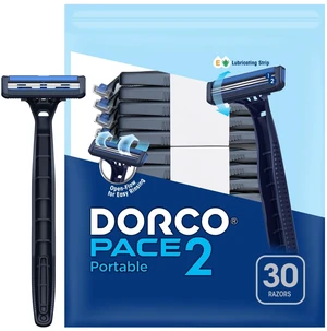 Dorco Pace 2 Disposable Razors for Men, 30 Count, 2-Blade, Open-Flow for Easy Rinsing, Lubricating Strip, Travel and Everyday Use Dorco Pace 2 Disposable Razors for Men, 30 Count, 2-Blade, Open-Flow for Easy Rinsing, Lubricating Strip, Travel and Everyday Use