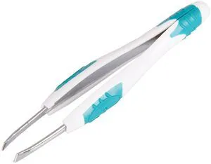 LEADER Slant Tip Tweezers, Stainless Steel, Precision Easy Grip Non-Slip Rubber, for Eyebrows Facial Hair Splinter and Ingrown Hair Removal LEADER Slant Tip Tweezers, Stainless Steel, Precision Easy Grip Non-Slip Rubber, for Eyebrows Facial Hair Splinter and Ingrown Hair Removal