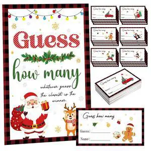 COCHIE Guess How Many Game Christmas Party Game for Family Adults Office Large Groups Classroom - 60 Players with Guesses Cards COCHIE Guess How Many Game Christmas Party Game for Family Adults Office Large Groups Classroom - 60 Players with Guesses Cards