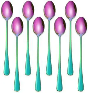 5 Inch Rainbow Stainless Steel Ice Tea Spoon, Set of 8 Long Handle Coffee Stirring Spoons, Multicolored Sundae Spoons, Colorful Cocktail Mixing Spoon 5 Inch Rainbow Stainless Steel Ice Tea Spoon, Set of 8 Long Handle Coffee Stirring Spoons, Multicolored Sundae Spoons, Colorful Cocktail Mixing Spoon