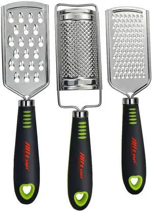 ALLTOP Food Graters Set of 3, Stainless Steel Hand-held Zester Multi-purpose for Cheese, Nutmeg, Potato, Ginger, Garlic, Citrus ALLTOP Food Graters Set of 3, Stainless Steel Hand-held Zester Multi-purpose for Cheese, Nutmeg, Potato, Ginger, Garlic, Citrus