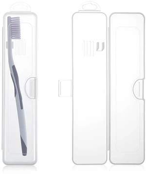 SynHHergyx Transparent Toothbrush Travel Case 2 Pack, Hard Plastic Carrying Box with Hook for Traveling and Toothpaste Storage SynHHergyx Transparent Toothbrush Travel Case 2 Pack, Hard Plastic Carrying Box with Hook for Traveling and Toothpaste Storage