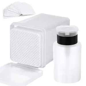 200 Pieces Nail Cotton Pads with 1 Pull-Down Pump Dispenser Bottle, Super Absorbent Soft Non-Woven Eyelash Glue Wipes, Nail Polish Dehumidifier for Eyelash Extension Prod 200 Pieces Nail Cotton Pads with 1 Pull-Down Pump Dispenser Bottle, Super Absorbent Soft Non-Woven Eyelash Glue Wipes, Nail Polish Dehumidifier for Eyelash Extension Prod