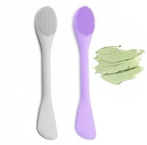 2-Pack Dual-Head Silicone Face Mask Brush, Soft Facial Cleansing Brush for Mud Mask, Makeup Remover, Skincare, Gray and Purple 2-Pack Dual-Head Silicone Face Mask Brush, Soft Facial Cleansing Brush for Mud Mask, Makeup Remover, Skincare, Gray and Purple