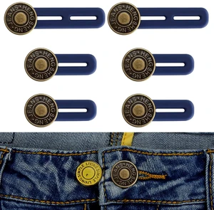 6-Pack Jean Button Extender, Men Women Pants Waist Extension, Stretchable Seamless Instant Belt Button Extender, Metal Silicone, 2 Sizes 6-Pack Jean Button Extender, Men Women Pants Waist Extension, Stretchable Seamless Instant Belt Button Extender, Metal Silicone, 2 Sizes