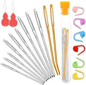 19PCS Knitting Needles Set, Large Eye Blunt Yarn Needles, Darning Needles for Crocheting, Bent Tapestry Needles, Metal Yarn Needles 19PCS Knitting Needles Set, Large Eye Blunt Yarn Needles, Darning Needles for Crocheting, Bent Tapestry Needles, Metal Yarn Needles