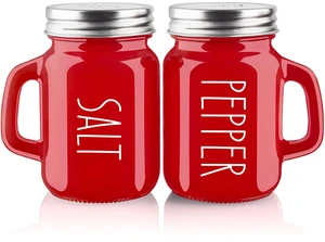 ZOSUJO 4 oz Glass Red Salt and Pepper Shakers Set with Stainless Steel Lids, Kitchen Decor for Home Restaurants Weddings ZOSUJO 4 oz Glass Red Salt and Pepper Shakers Set with Stainless Steel Lids, Kitchen Decor for Home Restaurants Weddings