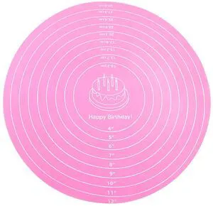 Hitefu 12Inch Round Silicone Cake Mat, Pink Hitefu 12Inch Round Silicone Cake Mat, Pink