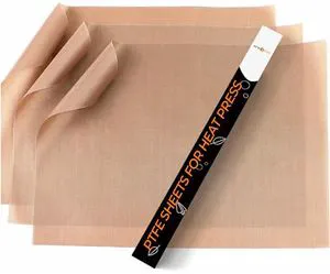 HTVRONT PTFE Sheets 3 Pack, Non-Stick Reusable 12x16" Heat Resistant Mat for Heat Press (Brown) HTVRONT PTFE Sheets 3 Pack, Non-Stick Reusable 12x16" Heat Resistant Mat for Heat Press (Brown)