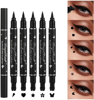 5Pcs Double-Headed Liquid Eyeliner Stamp Pencil Set, Winged Black Tattoo Eyeliner Pen, Heart/Flower/Star/Butterfly/Cone Shapes 5Pcs Double-Headed Liquid Eyeliner Stamp Pencil Set, Winged Black Tattoo Eyeliner Pen, Heart/Flower/Star/Butterfly/Cone Shapes