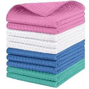 HOMEXCEL Waffle Weave Microfiber Towel, 10 Pack, 12x12in HOMEXCEL Waffle Weave Microfiber Towel, 10 Pack, 12x12in