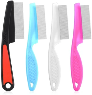 Yolev 4 Pcs Stainless Steel Fine Tooth Dandruff Comb for Lice, Thick, Dry, Curly Hair - Adult Unisex - Pink, Blue, White, Black Yolev 4 Pcs Stainless Steel Fine Tooth Dandruff Comb for Lice, Thick, Dry, Curly Hair - Adult Unisex - Pink, Blue, White, Black