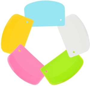 5 Pack Dough Scraper, 5.3 x 3.6 Inch Plastic Bench Scraper & Bowl Spatula, Pastry Cutter for Bread Dough, Pastry, Pizza, Cake, Multicolor 5 Pack Dough Scraper, 5.3 x 3.6 Inch Plastic Bench Scraper & Bowl Spatula, Pastry Cutter for Bread Dough, Pastry, Pizza, Cake, Multicolor
