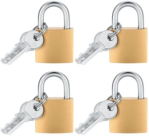 4Pcs Small Keyed Solid Brass Padlocks with Same Keys for Toolbox, Sheds, Storage Unit, Gym, Fence, Lockers 4Pcs Small Keyed Solid Brass Padlocks with Same Keys for Toolbox, Sheds, Storage Unit, Gym, Fence, Lockers