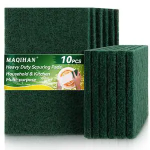 Maqihan Heavy Duty Scouring Pad - 10PCS Green Scrubbing Pads Maqihan Heavy Duty Scouring Pad - 10PCS Green Scrubbing Pads