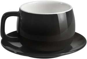 IonEgg Porcelain Coffee Cup with Saucer 270ml/9oz, Minimalist Design, Perfect for Latte, Cappuccino, and Tea, Black IonEgg Porcelain Coffee Cup with Saucer 270ml/9oz, Minimalist Design, Perfect for Latte, Cappuccino, and Tea, Black