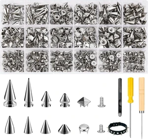 Craluuur 455-Piece Studs and Spikes Kit Punk Metal for Clothing Craluuur 455-Piece Studs and Spikes Kit Punk Metal for Clothing