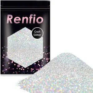 Renfio Holographic Silver Ultra Fine Glitter Powder for Resin, 3.5oz/100g Renfio Holographic Silver Ultra Fine Glitter Powder for Resin, 3.5oz/100g