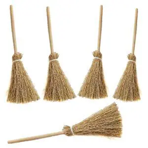 5Pcs Mini Broom Halloween Wizard Accessory for Party Birthday Wedding DIY Crafts 5Pcs Mini Broom Halloween Wizard Accessory for Party Birthday Wedding DIY Crafts