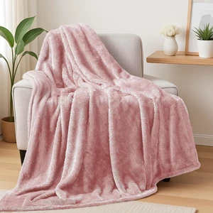 Exclusivo Mezcla Fuzzy Large Fleece Throw Blanket for Couch, Dusty Pink Exclusivo Mezcla Fuzzy Large Fleece Throw Blanket for Couch, Dusty Pink