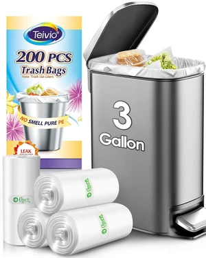 Teivio 3 Gallon Small Clear Trash Bags 200 Count Bathroom Garbage Bags Teivio 3 Gallon Small Clear Trash Bags 200 Count Bathroom Garbage Bags