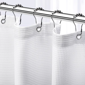 NEATERIZE Shower Curtain 72x72 Inches White Waffle Design Hotel Style Fabric for Bathroom NEATERIZE Shower Curtain 72x72 Inches White Waffle Design Hotel Style Fabric for Bathroom