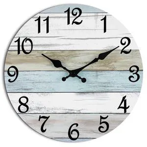 CHYLIN Wall Clock, Battery Operated, Silent Non-Ticking, Rustic Coastal CHYLIN Wall Clock, Battery Operated, Silent Non-Ticking, Rustic Coastal