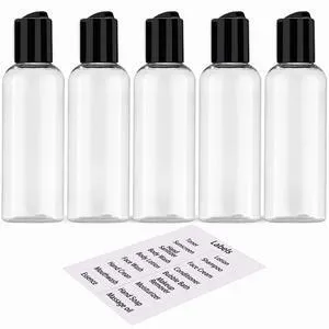 DNSEN 5 Pack 3.4 oz TSA Approved Leakproof Plastic Empty Travel Bottles for Toiletries with Labels DNSEN 5 Pack 3.4 oz TSA Approved Leakproof Plastic Empty Travel Bottles for Toiletries with Labels