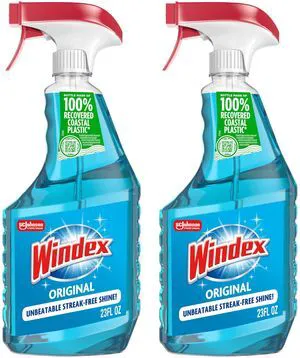 Windex Glass and Window Cleaner Spray Bottle, 23 Fl Oz (Pack of 2), Packaging Designed to Prevent Leakage and Breaking, Original Blue Scent Windex Glass and Window Cleaner Spray Bottle, 23 Fl Oz (Pack of 2), Packaging Designed to Prevent Leakage and Breaking, Original Blue Scent