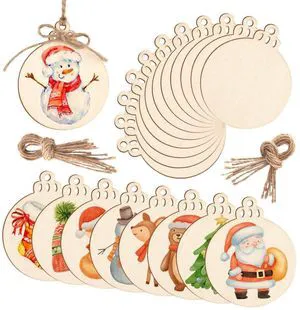20 Pcs Unfinished Natural Wood Slices with Holes Round Wooden Circles for Painting, Christmas Ornaments, DIY Hanging Decorations, Size: 3.13in x 2.55in 20 Pcs Unfinished Natural Wood Slices with Holes Round Wooden Circles for Painting, Christmas Ornaments, DIY Hanging Decorations, Size: 3.13in x 2.55in