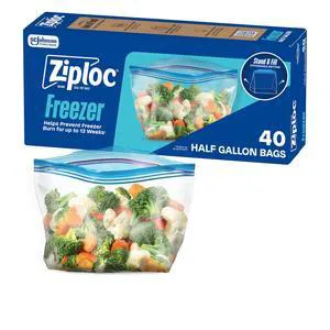 Ziploc Half Gallon Freezer Bags, Easy Open & Close, Food Storage, 40 Count Ziploc Half Gallon Freezer Bags, Easy Open & Close, Food Storage, 40 Count