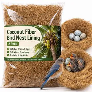 Sukh 2PCS Coconut Fiber Bird Nest Bedding for Hummingbird Finch Sukh 2PCS Coconut Fiber Bird Nest Bedding for Hummingbird Finch