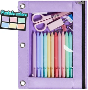 Forvencer Pastels Pencil Pouch for 3 Ring Binder, Cute Pen Bag Forvencer Pastels Pencil Pouch for 3 Ring Binder, Cute Pen Bag