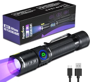 DARKDAWN UV Flashlight 395nm Mini USB Rechargeable Blacklight, Powerful Fluorescent Detector for Pet Urine, Scorpions, Resin Curing DARKDAWN UV Flashlight 395nm Mini USB Rechargeable Blacklight, Powerful Fluorescent Detector for Pet Urine, Scorpions, Resin Curing