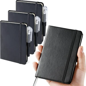 A6 Pocket Journal 3.7"x5.7" 3-Pack Black Leather Cover A6 Pocket Journal 3.7"x5.7" 3-Pack Black Leather Cover