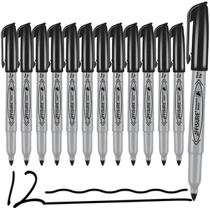 12 Pack Permanent Markers, Quick Drying, Smooth, Durable, Mark on Glass, Tiles, Cloth, Gray Shell, Office Supplies 12 Pack Permanent Markers, Quick Drying, Smooth, Durable, Mark on Glass, Tiles, Cloth, Gray Shell, Office Supplies