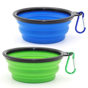 Collapsible Dog Bowls 2 Pack, Portable Pet Feeding Watering Dish for Dogs Cats, with 2 Carabiners, Small, Blue and Green Collapsible Dog Bowls 2 Pack, Portable Pet Feeding Watering Dish for Dogs Cats, with 2 Carabiners, Small, Blue and Green